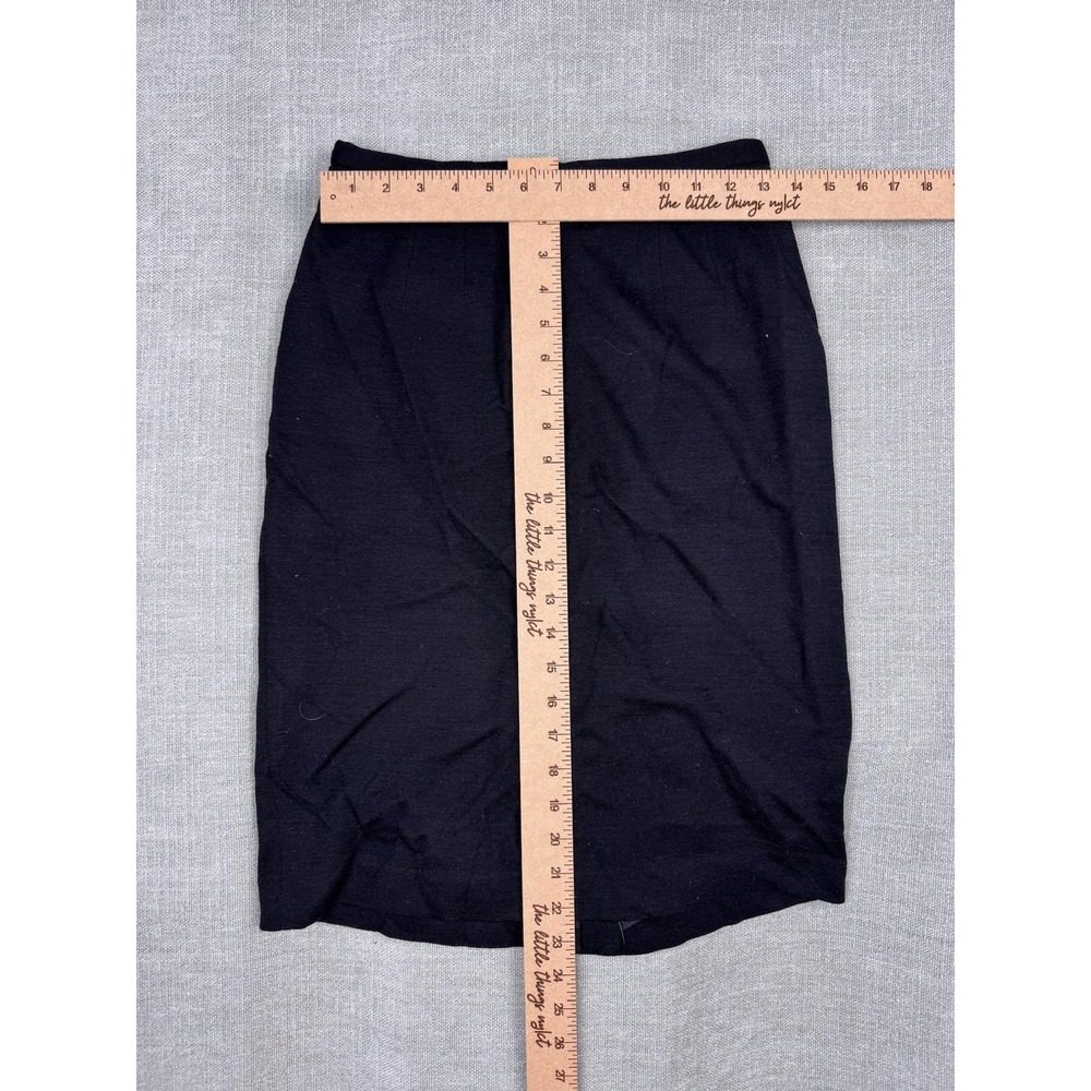 Vintage Anne Klein II Skirt Womens 6 Black Wool Pencil Knee Length Lined Career - Picture 2 of 8